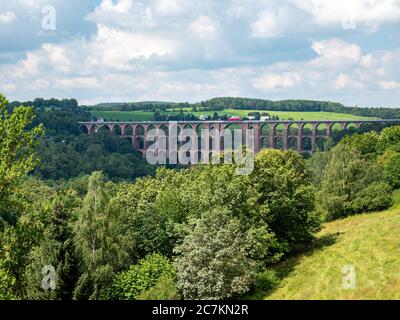 Vista sul ponte Göltzschtal nel Vogtland Foto Stock