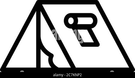 Icona della tenda degli immigrati, stile del contorno Illustrazione Vettoriale