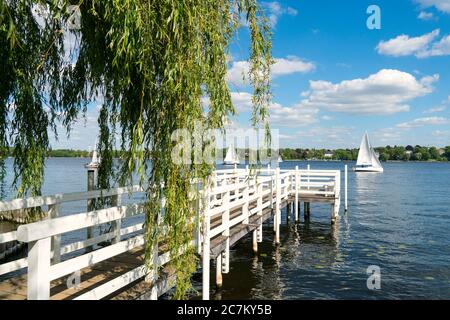 Berlino, Wannsee, molo, barche a vela Foto Stock