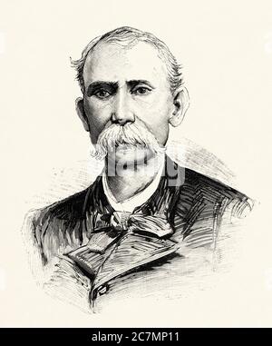 Capi rivoluzionari a Cuba. Maximo Gomez Baez (1836 – 1905) è stato un militare domenicano della Guerra dei dieci anni e generale in capo delle truppe rivoluzionarie cubane nella Guerra d'Indipendenza cubana. Cuba. Da la Ilustracion Española y americana 1895 Foto Stock