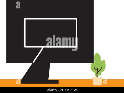 workstation con computer, scrivania, sedia, design vettoriale Illustrazione Vettoriale