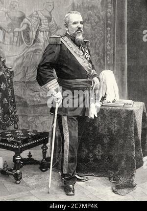 Arsenio Martínez Campos Antón (Segovia 1831 – Zarauz 1900) è stato un militare e politico spagnolo, autore della dichiarazione che ha causato il ripristino della monarchia borbonica. Presidente del Consiglio dei ministri. Governatore Generale di Cuba. Da la Ilustracion Española y americana 1895 Foto Stock