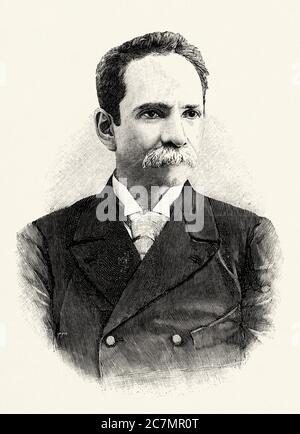 Rafael Antonio Gutiérrez (Ilobasco 1845 – San Salvador 1921) è stato Presidente della Repubblica del Salvador tra il 1894 e il 1898. Generale dell'Esercito Salvadoregno. Da la Ilustracion Española y americana 1895 Foto Stock