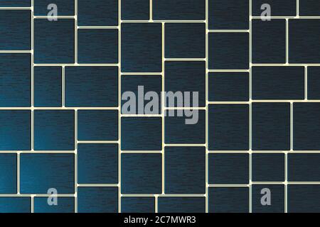 Cubi affiancati con luce dorata, rendering 3d. Disegno digitale per computer. Foto Stock