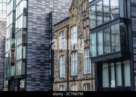 Edifici su prestito Simpson nella zona di Quartermile, riqualificazione dell'ex sito dell'Infermeria reale di Edimburgo a Lauriston, Edimburgo, Scozia, Regno Unito Foto Stock