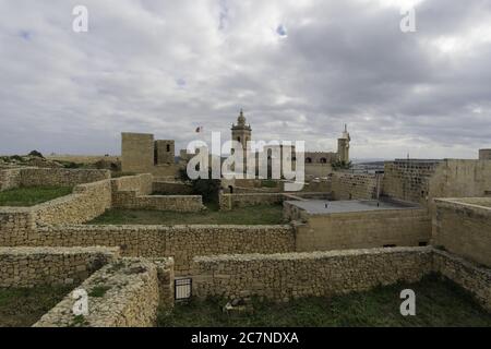 Splendida vista sulla cittadella di Victoria a Gozo Malta Foto Stock