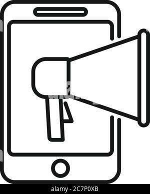 Icona di ricondializzazione dello smartphone. Icona vettoriale di remarketing per smartphone outline per il web design isolato su sfondo bianco Illustrazione Vettoriale