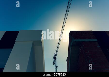 Nuovi cottage in costruzione sulla costa mediterranea Foto Stock