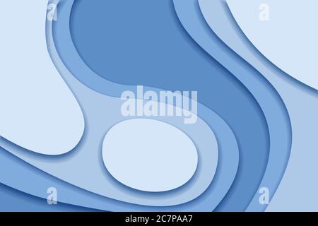 Sfondo blu in carta tagliata e stile artigianale Illustrazione Vettoriale