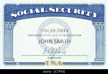 American Social Security Card riempito generico SSN Foto Stock