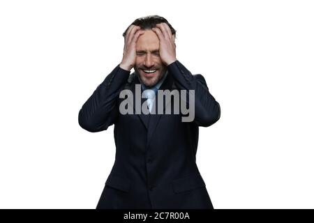 Il manager di mezza età piange. Foto Stock