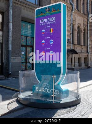12 giugno 2020, San Pietroburgo, Russia; conto alla rovescia per l'inizio del Campionato europeo di calcio 2020, rimandato a causa della coppa del coronavirus Foto Stock