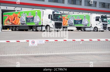 Lohne, Germania. 19 luglio 2020. Una vista dei terreni del macello di pollo di Wiesenhof a Lohne, bassa Sassonia, dove 66 persone hanno dato risultati positivi per il coronavirus. Credit: Mohssen Assanimoghaddam/dpa/Alamy Live News Foto Stock