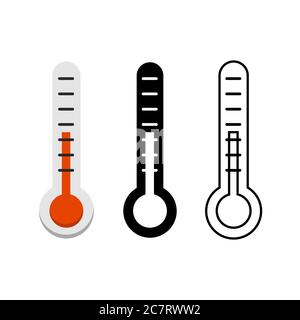 Icona del termometro impostata su sfondo bianco. Illustrazione del vettore di stock. Illustrazione Vettoriale