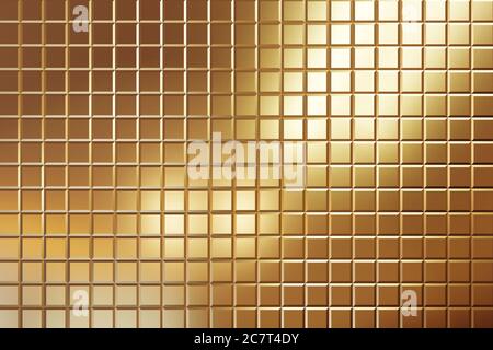 3D giallo dorato metallizzato, motivo, forme astratte simmetriche e geometriche su sfondo testurizzato. Illustrazione 3d di alta qualità Foto Stock