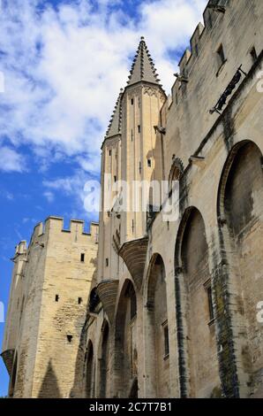 Palazzo dei Papi ad Avignone. Il Palazzo dei Papi è il principale sito storico della Provenza e uno dei più grandi e importanti edifici gotici medievali in Foto Stock
