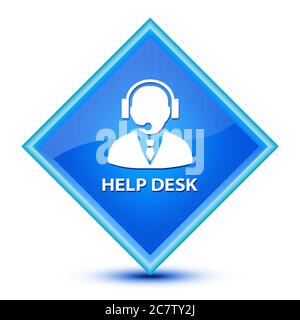 Icona dell'help desk isolata su una speciale illustrazione astratta del pulsante blu Foto Stock