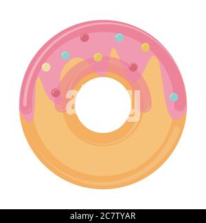 Ciambella ad anello con guarnizione rosa dolce e spolvera l'illustrazione del disegno vettoriale Illustrazione Vettoriale