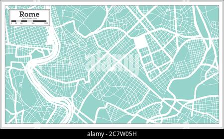 Roma Italia mappa della città in stile retrò. Mappa di contorno. Illustrazione Vettoriale. Illustrazione Vettoriale