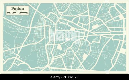 Padova Italia mappa della città in stile retrò. Mappa di contorno. Illustrazione Vettoriale. Illustrazione Vettoriale