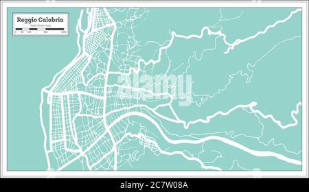 Reggio Calabria Italia mappa della città in stile retrò. Mappa di contorno. Illustrazione Vettoriale. Illustrazione Vettoriale