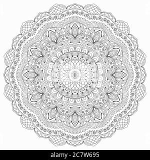 Angolo zentang. Motivo senza giunture in bianco e nero per pagina da colorare per adulti. Mandala ornamento. Motivo Zentangle tribale in stile vintage. Vettore Illustrazione Vettoriale