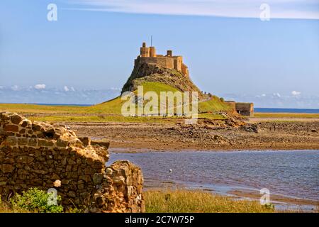 Castello di Lindisfarne, Isola Santa, Northumberland, Inghilterra. Foto Stock