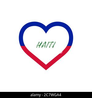 Bandiera di Haiti nel cuore. Amo il mio paese. Segno. Illustrazione vettoriale di stock isolata su sfondo bianco. Illustrazione Vettoriale