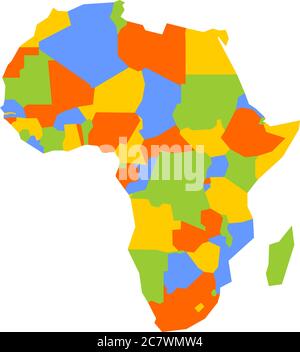 Mappa politica infografica dell'Africa molto semplificata. Semplice illustrazione geometrica vettoriale. Illustrazione Vettoriale