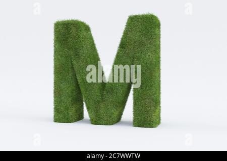 Rendering 3d della lettera verde M isolata su bianco background - concetto di formazione precoce Foto Stock