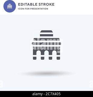 Vettore di icone di arcata, segno piatto riempito, pittogramma solido isolato su bianco, illustrazione del logo. Icona arco per la presentazione. Illustrazione Vettoriale