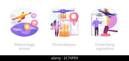 I droni commerciali utilizzano metafore vettoriali Illustrazione Vettoriale