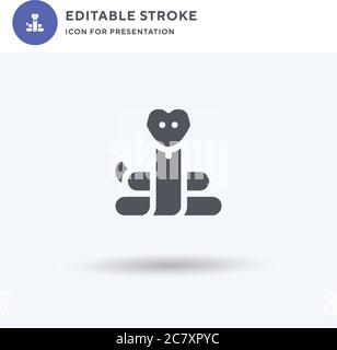 Vettore icona serpente, segno piatto riempito, pittogramma solido isolato su bianco, illustrazione del logo. Icona Snake per la presentazione. Illustrazione Vettoriale