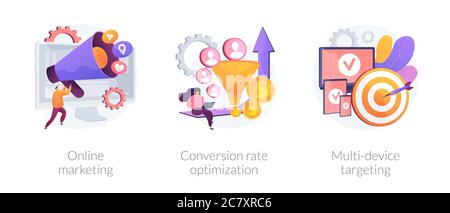 Metafore di concetto vettoriali di marketing digitale. Illustrazione Vettoriale
