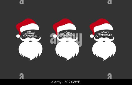 Set di icone per cappello e barba di Babbo natale. buon natale. Felice anno nuovo. EPS vettoriale 10. Illustrazione. Illustrazione Vettoriale