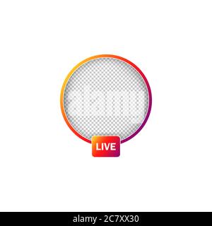 Frame avatar social media. Streaming video utente di storie live. Vettore su sfondo bianco isolato. EPS 10 Illustrazione Vettoriale