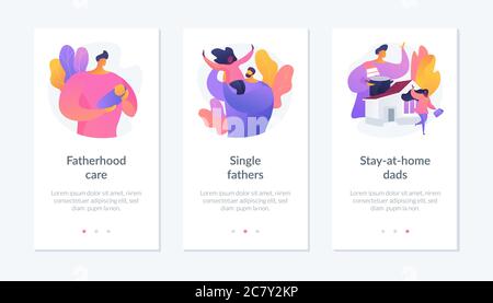 Gli uomini che prendono la paternità lasciano il kit UI dell'app mobile. Illustrazione Vettoriale