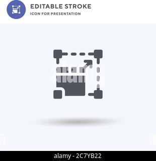 Ingrandisci vettore icone, segno piatto pieno, pittogramma solido isolato su bianco, illustrazione del logo. Ingrandisci icona per la presentazione. Illustrazione Vettoriale