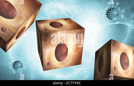 Frattali, modello 3D astratto di bloccare la diffusione del coronavirus Covid-19 Foto Stock
