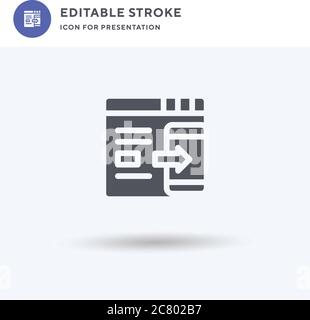 Vettore icona di riduzione, segno piatto riempito, pittogramma solido isolato su bianco, illustrazione del logo. Icona di riduzione per la presentazione. Illustrazione Vettoriale