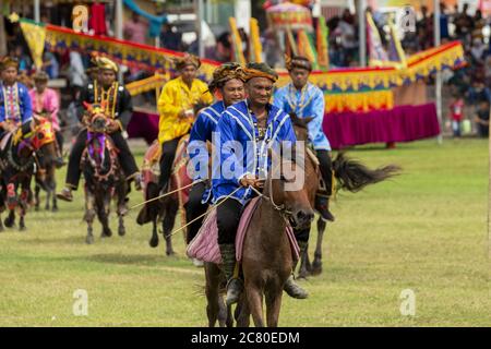 Tamu Besar festival Kota Belud Sabah Borneo Malesia tradizioni cowboy sud-est asiatico costume cavallo Foto Stock