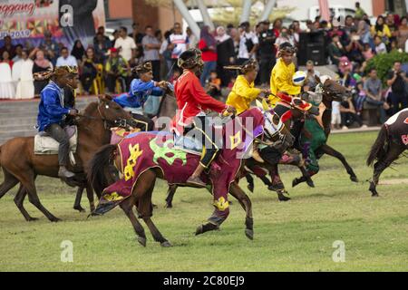 Tamu Besar festival Kota Belud Sabah Borneo Malesia tradizioni cowboy sud-est asiatico costume cavallo Foto Stock