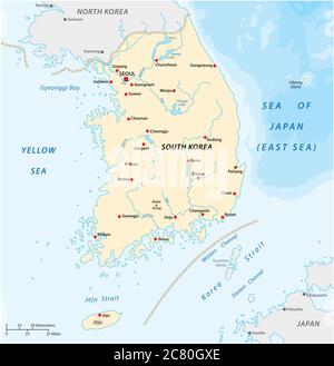 Mappa vettoriale della Repubblica di Corea Illustrazione Vettoriale