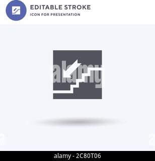 Vettore icona giù, segno piatto pieno, pittogramma solido isolato su bianco, illustrazione del logo. Icona Giù per la presentazione. Illustrazione Vettoriale