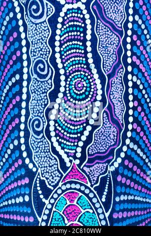 Sfondo creativo con un disegno decorativo astratto in stile arabo nei colori blu bianco. Foto Stock