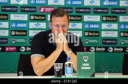 Muenster, Germania. 20 luglio 2020. Firo: 20.07.2020, calcio, Regionalliga West, stagione 2020/2021, SC Preussen Munster, direttore sportivo di presentazione Peter NIEMEYER, qui allenatore Sascha HILDMANN | Use Worldwide Credit: dpa/Alamy Live News Foto Stock