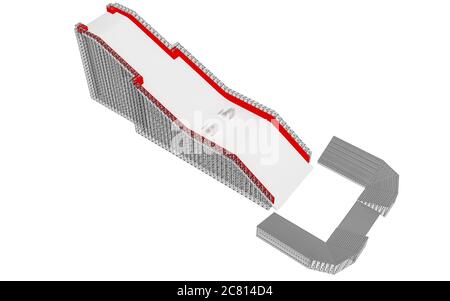 Illustrazione 3d di uno Snowboard e freestyle Ramp Foto Stock