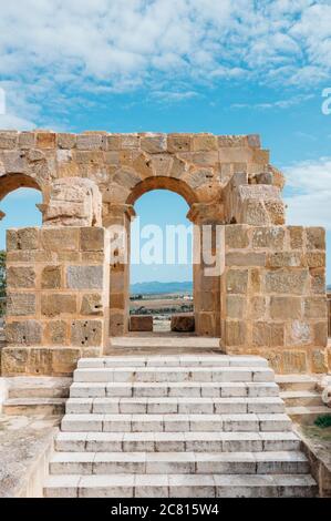 Le antiche rovine romane di Uthina in Tunisia. Foto Stock