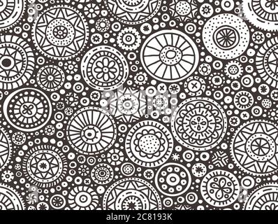 Modello senza giunture di disegnati a mano doodle cerchi Foto Stock