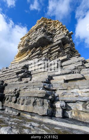 La costa del patrimonio di Nash Point, la Heritage Coast, nel Galles del Sud, che presenta una scogliera simile a una "Sfinge gallese" Foto Stock